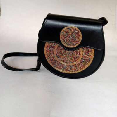 African Beaded Leather Sling Bag