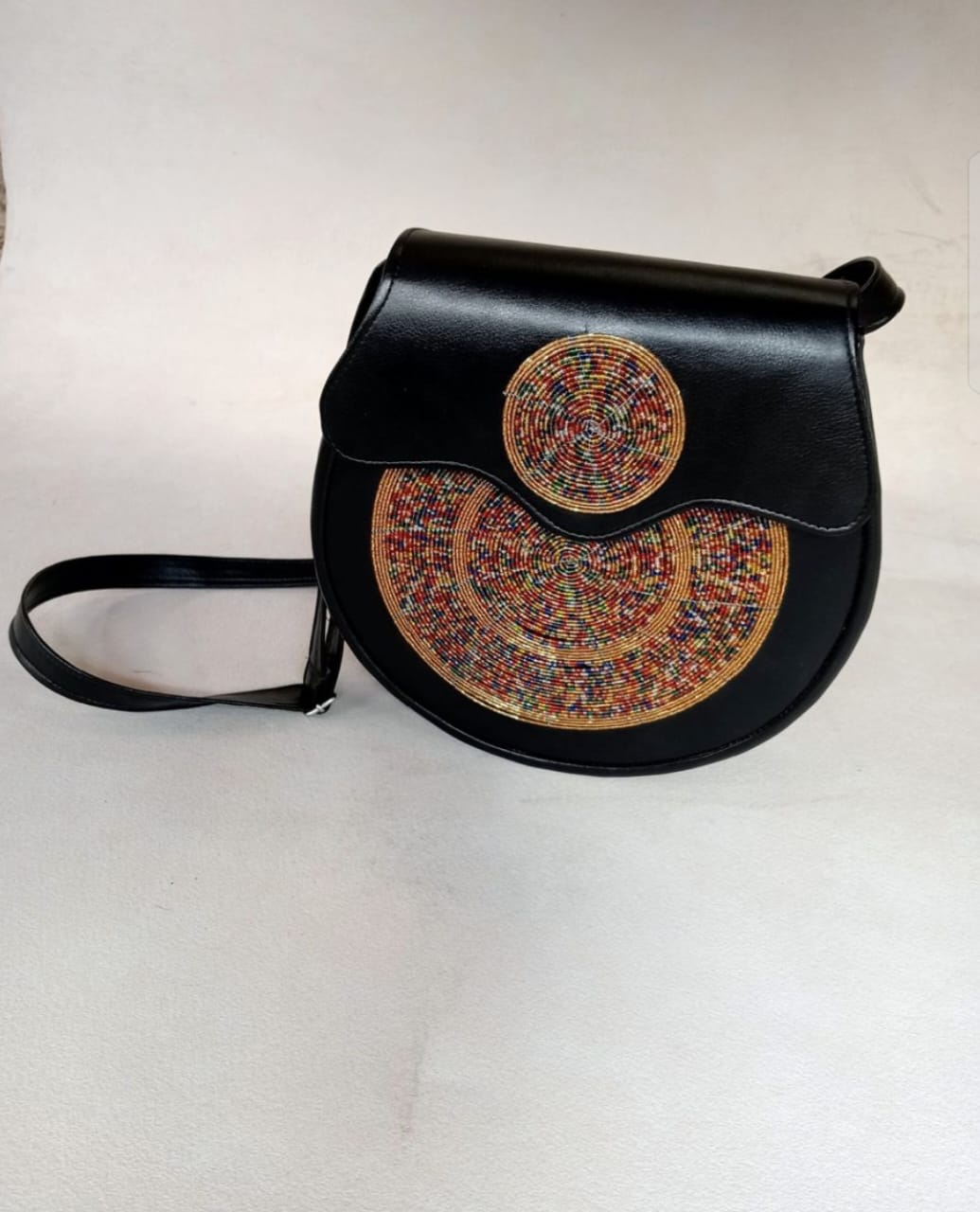 African Beaded Leather Sling Bag African Beaded Leather Sling Bag