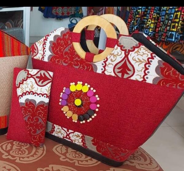 African Print Bag with Matching Clutch Bag