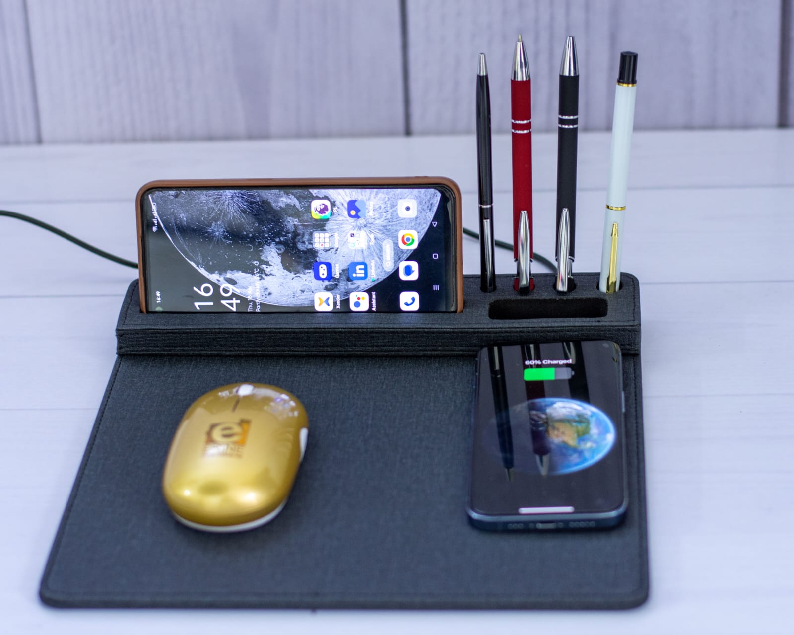 Desk Organiser Mouse Pad, Pen Holder, Phone holder Inc Branding Desk Organiser Mouse Pad, Pen Holder, Phone holder Inc Branding